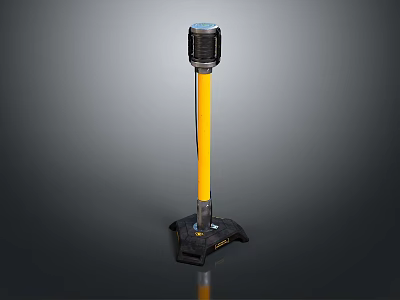 Industrial Safety Warning Light With Yellow Pole And Black Base Structure 3d model