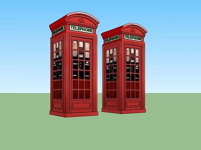 Red Telephone Booths As Public Facility With Classic Design And Telephone Sign 3d model
