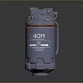 Tactical Silver Grenade Weapon With Red Ring Fuse And Emblem Design