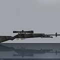 Camouflage Pattern Rifle With Scope On Gray Background Showing Reflection 3d model