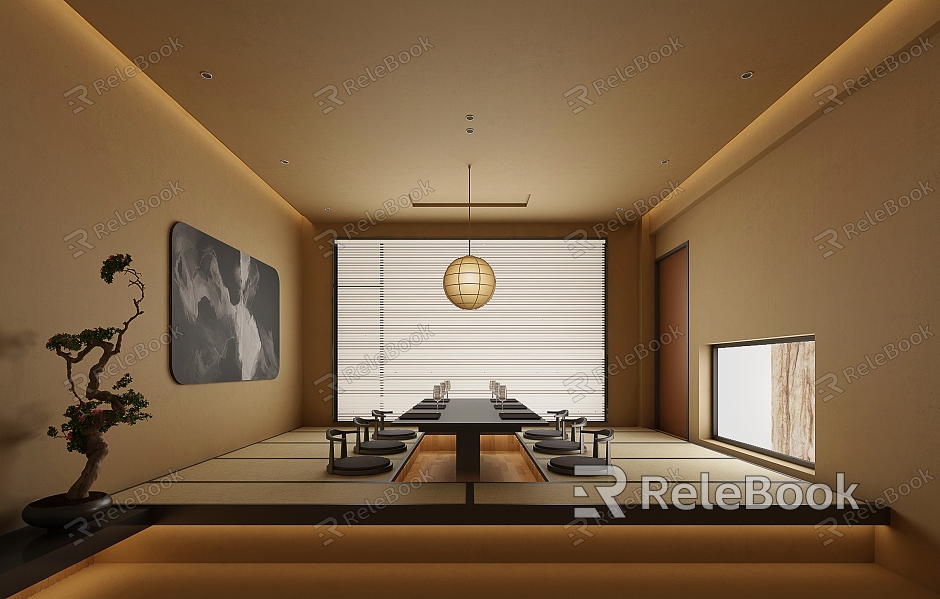 New Chinese Tea Room Tatami Tea Room model