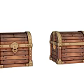 Two Vintage Wooden Treasure Chests With Metal Accents And Lock Design