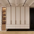 Modern Restaurant Kitchen Interior with Marble Counter Black Cabinets White Range Hood and Wine Bottles