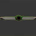 Fantasy Axe Design With Green Vine Decorations Red Handle And Blue Gemstone