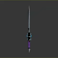Fantasy Sword With Blue Glowing Runes Purple Hilt And Decorative Guard