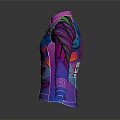 Vibrant Purple Cycling Jersey With Colorful Bird Pattern And Long Sleeves