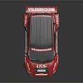 Red Modified Race Car With VALBECOURT RENNTECH Logos Rear Spoiler Sporty Design