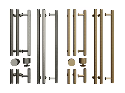 Sleek Contemporary Furniture Handles In Stainless Steel And Brass With Various Designs 3d model