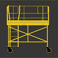 Industrial Yellow Mobile Work Platform Cart With Metal Frame Guardrails And Wheels