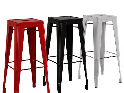 Modern Metal Bar Stools in Red Black White with Simple Design for Home Bar 3d model