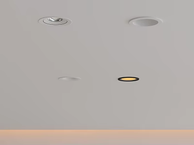 Modern Recessed Downlights and Spotlights on Ceiling with Illuminated and Unlit Design 3d model