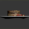 Delicious Tiramisu Cake With Cocoa Powder And Fresh Strawberry Slices On Decorative Plate