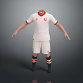 Soccer Uniform 3D Model White Jersey With Red Accents And Shorts Socks