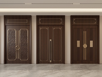 New Chinese Modern Double Door 3d model