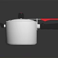 Stainless Steel Household Saucepan With Silver Body Red Handle And Secure Lid