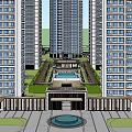 Modern High Rise Residential Complex Featuring Multiple Towers and Central Landscaped Area