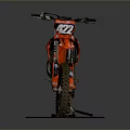 Red Motocross Dirt Bike With 722 Racing Number On Display Stand
