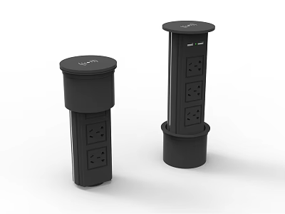 Modern Black Switch Panels With Multiple Outlets For Home Office Use 3d model