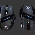 Two Ergonomic Computer Gaming Mice With Sleek Black Design And Blue Accents For Gamers