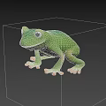 Cute Green Cartoon Frog With Big Eyes Orange Toes And Smiling Expression
