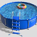 Bestway Steel Pro Blue Round Swimming Pool With Ladder And Inflatable Ring