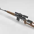 Tactical Rifle With Wooden Stock Mounted Scope And Black Metal Barrel