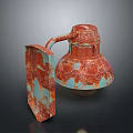 Vintage Rusty Industrial Style Wall Mounted Lamp With Peeling Red And Blue Paint