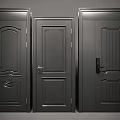 Stylish Black Hinged Doors With Various Panel Designs And Handles 3d model