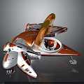 Futuristic Orange And White Spacecraft With Transparent Cockpit And Wings