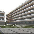 Modern School Campus With Multiple Teaching Buildings Green Landscaping And Sports Field