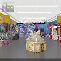 Indoor Amusement Arcade With Colorful Walls Game Machines And Claw Machines
