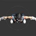 Standing Anime Character Figure With Black Hair Blue Outfit Orange Lining White Gloves Boots