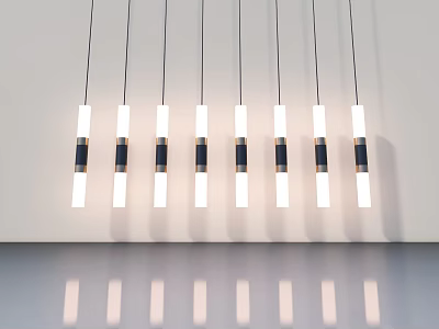 Modern Swing Door Interior Design With Pendant Lights And Reflective Floor 3d model