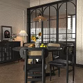 Modern Black Round Dining Table And Chairs With Beige Seat Cushions Sunflowers Bread Green Apples
