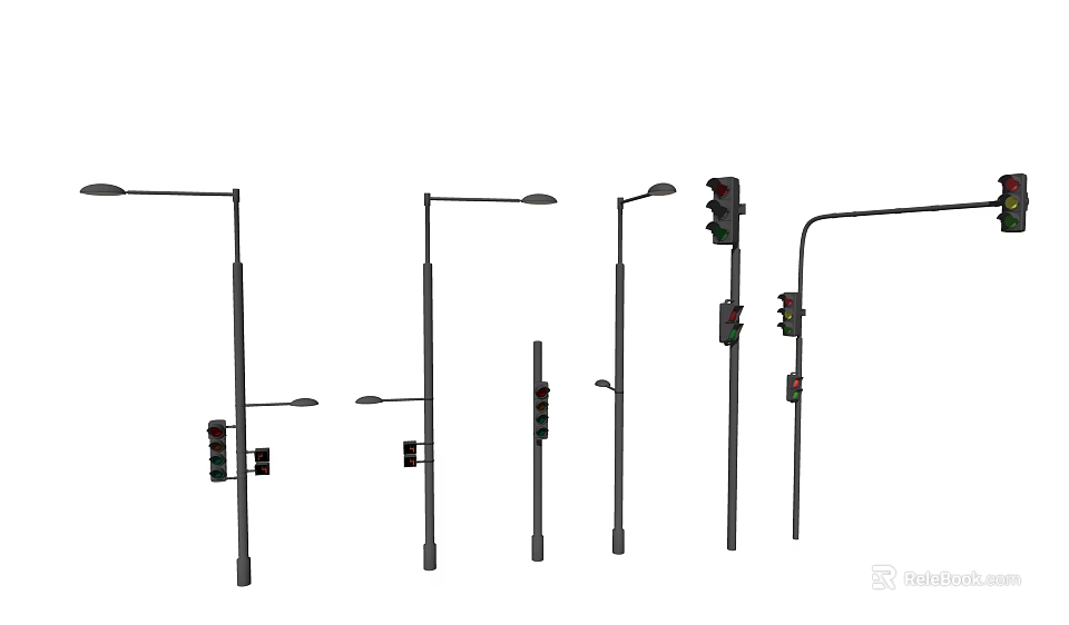 Modern Outdoor Street Lights With Different Designs And Various Heights For Outdoor Areas 3d model 