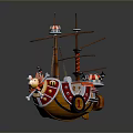 Colorful Cartoon Style Toy Ship With Multiple Masts And Decorative Elements 3d model