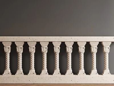 White Stone Balustrade With Twisted Columns Classic Design And Ornate Details 3d model