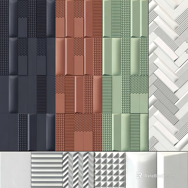 Modern Floor Tiles Featuring Various Colors Diverse Textures and Intricate Patterns 3d model