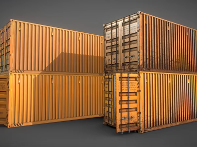 Large Heavy Duty Stacked Industrial Shipping Containers For Storage And Transport 3d model