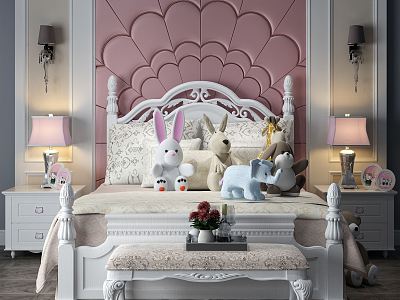 Jane European background double bed headboard background model