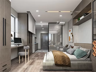 Modern Apartment Guest Dining Room Bedroom Kitchen Study Desk 3d model