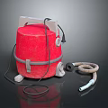 Red Electric Pump With Gray Handle Power Cord And Flexible Rubber Hose