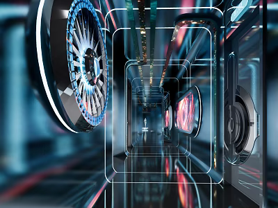 Futuristic KTV Interior With Neon Lights LED Screens Sound Systems And Modern Design 3d model