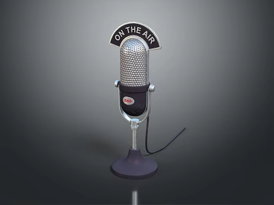 Vintage Style Microphone With On The Air Sign And Metal Base 3d model Vintage Style Microphone With On The Air Sign And Metal Base 3d model