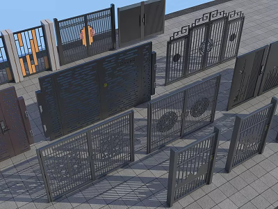 Different Styles Of Modern Metal Gates With Intricate Carvings And Patterns 3d model