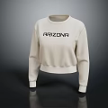 Beige Long Sleeve Cropped Sweater With ARIZONA Lettering Design For Casual Wear