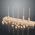 Wooden Abacus with Beads on Rods and Wooden Base as Daily Living Essential
