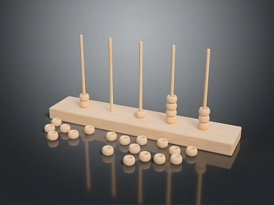 Wooden Abacus with Beads on Rods and Wooden Base as Daily Living Essential 3d model