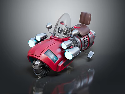 Stylish Red Motorcycle With Transparent Windshield Brown Seat Round Headlights And Futuristic Design 3d model