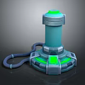 Modern Computer Device With Cylindrical Design Green Light Circular Base And Cable Connection 3d model